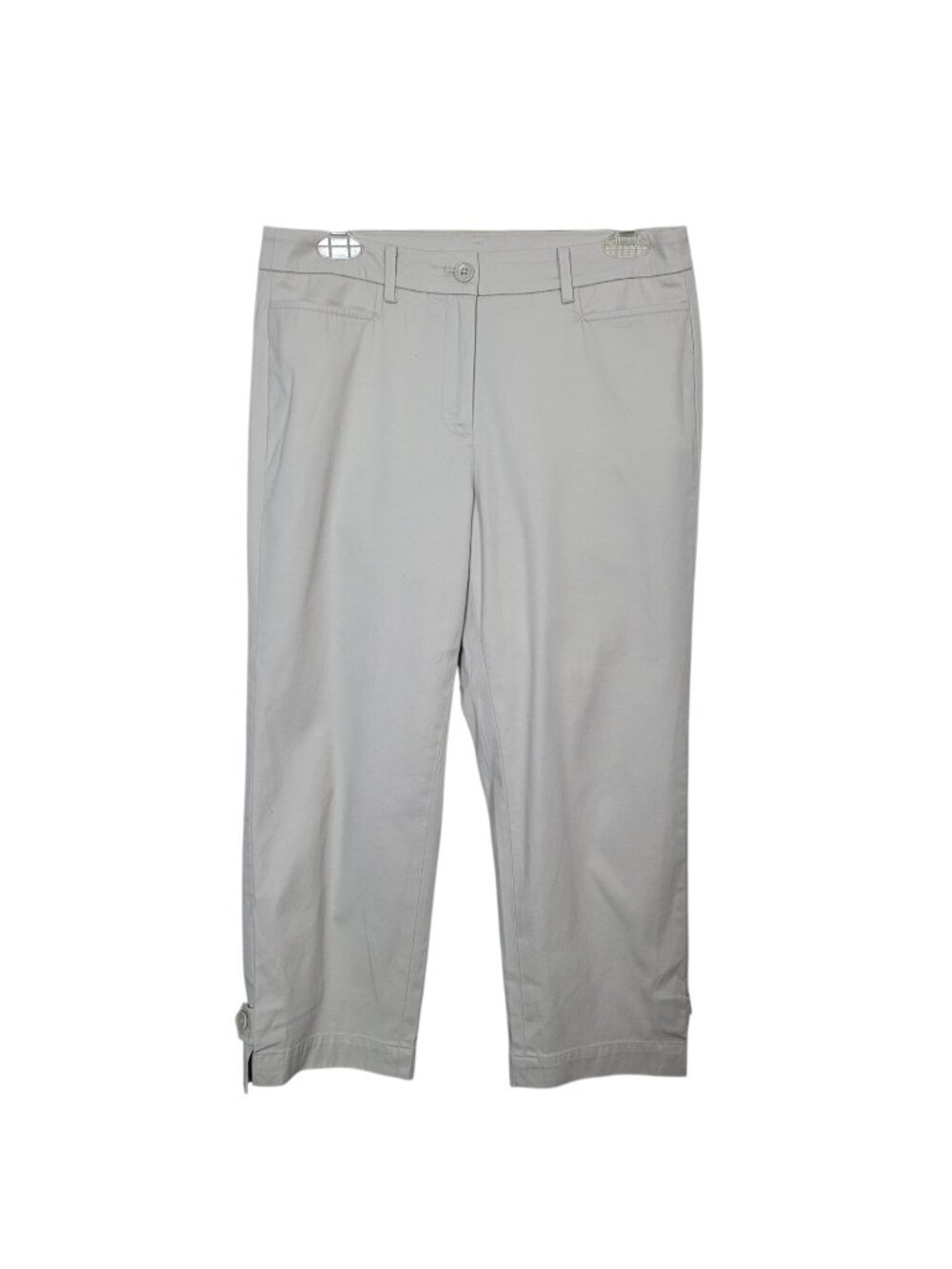 Talbots Perfect Skimmer Pants Khaki Sz 4 Button Hem Capri Pedal Pushers Casual